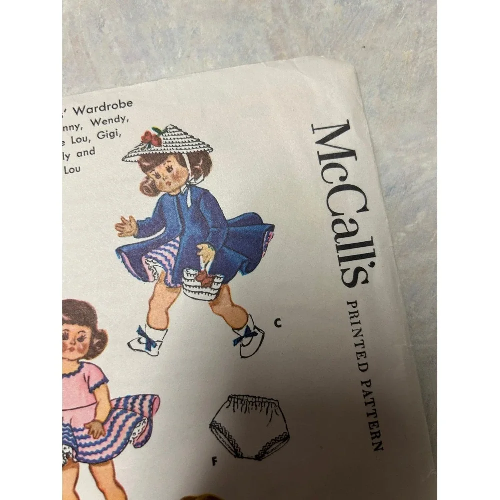 Vintage 1954 McCalls Pattern #1898 Doll Wardrobe 7-8